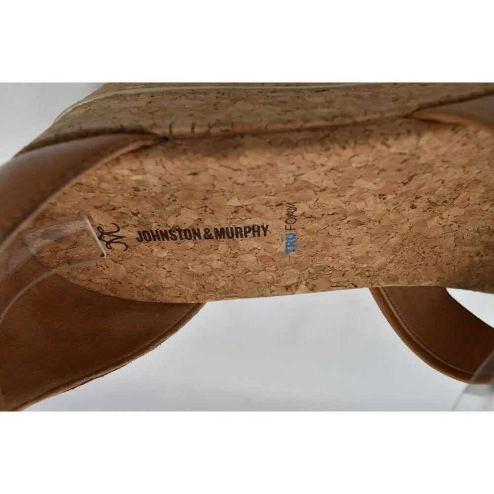 Johnston & Murphy Womens Size 9.5 Gigi Cross Band Tan Leather‎ Platform Sandals